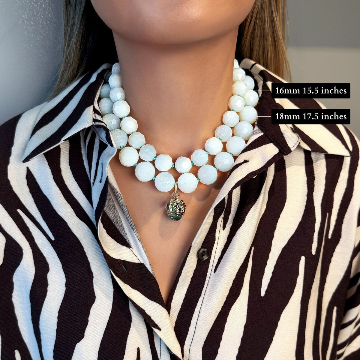 16mm Faceted Opalite Necklace