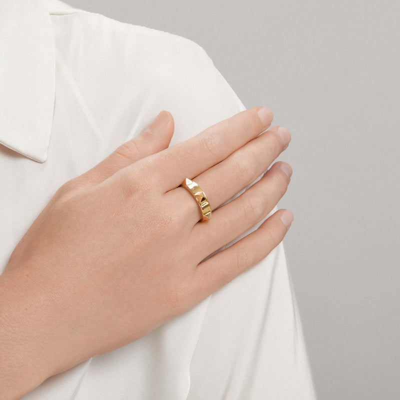 14KT Solid Yellow Gold Pyramid Ring