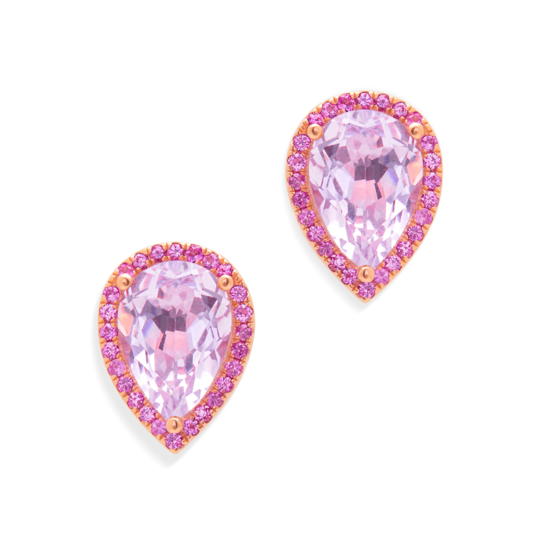 14KT Rose Gold Pink Amethyst Pink Sapphire Sophie Earrings