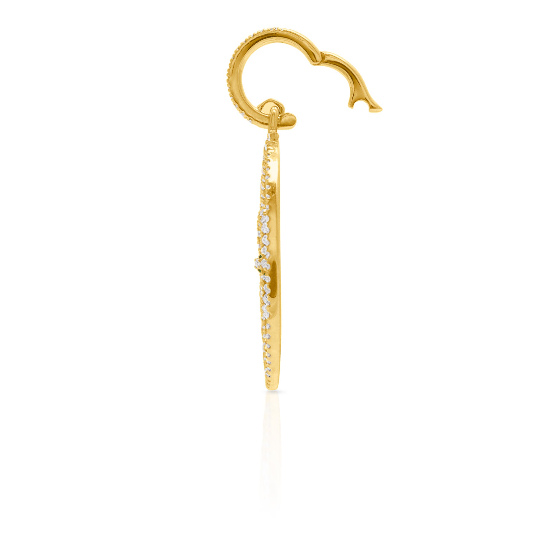 14KT Yellow Gold Diamond Tsavorite Snake Medallion Charm with Diamond Clip on Bail
