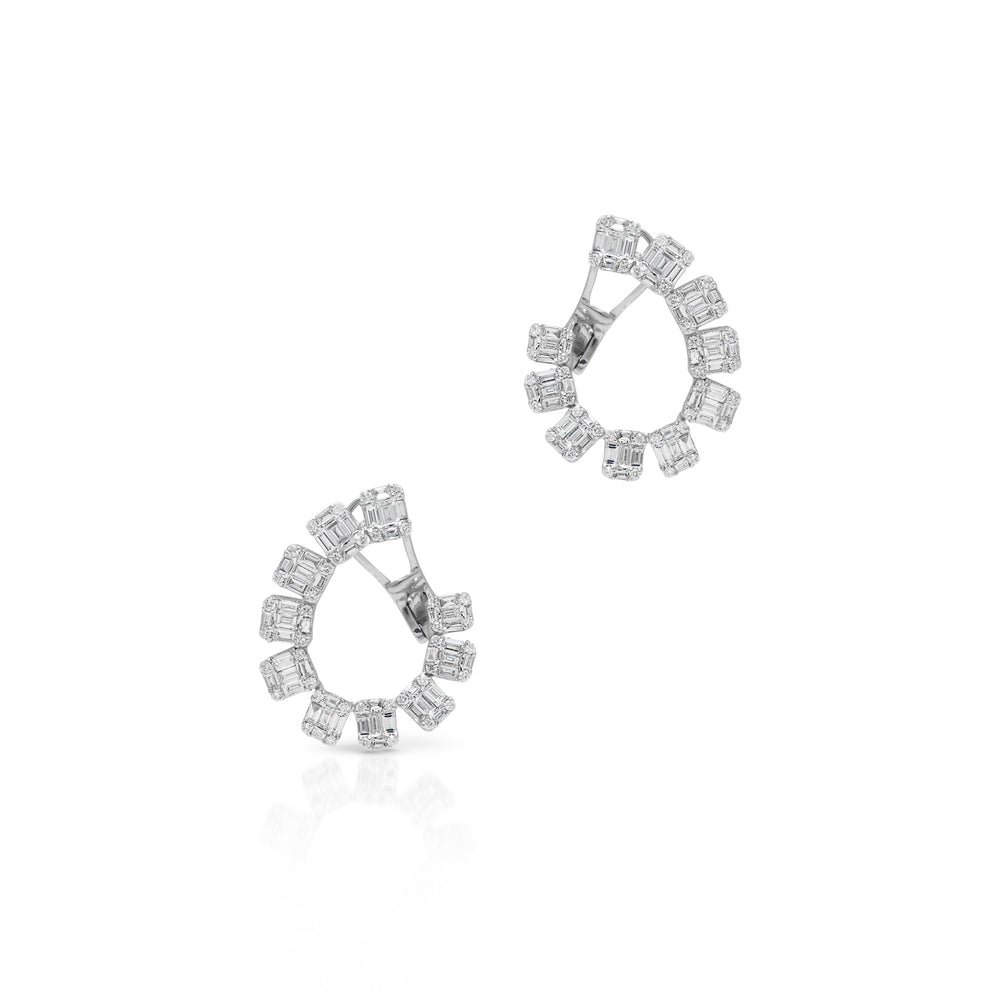 14KT White Gold Baguette Diamond Marceline Earrings