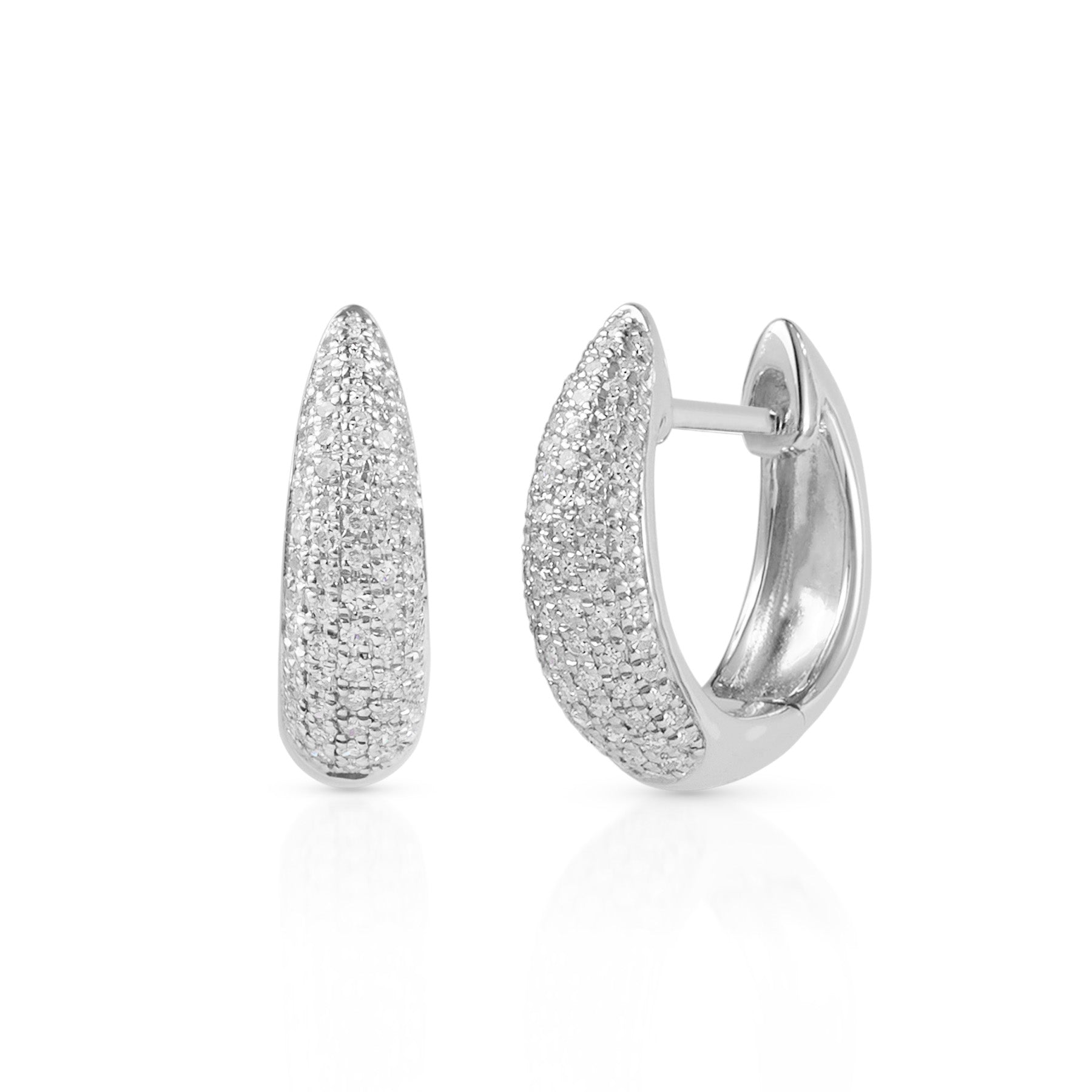 14KT White Gold Diamond Gwyneth Huggie Earrings