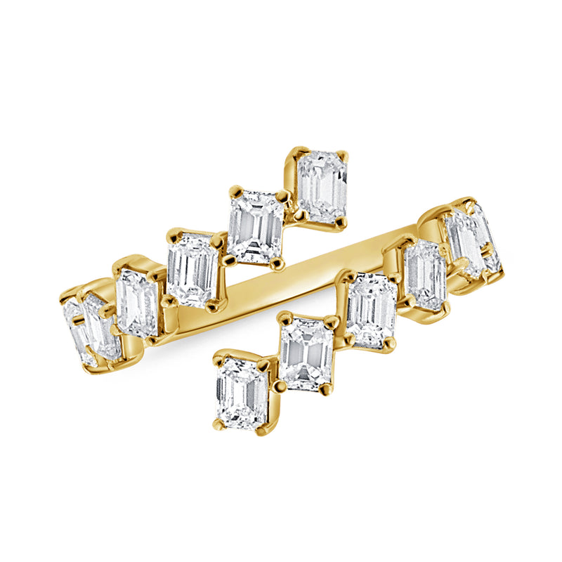 14KT Yellow Gold Emerald Cut Diamond Wrap Ring