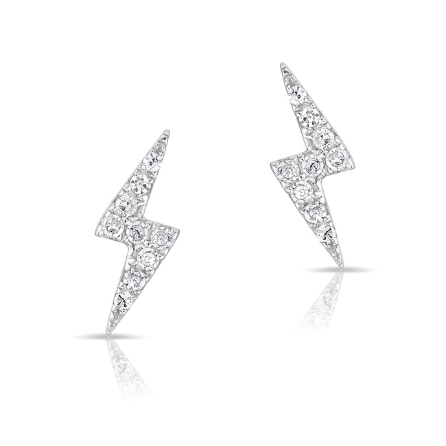 Half Pair: 14KT White Gold Diamond Lightning Bolt Stud Earrings