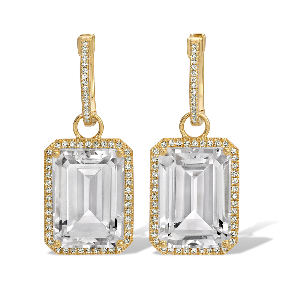 14KT Yellow Gold Topaz Diamond Charm Earrings