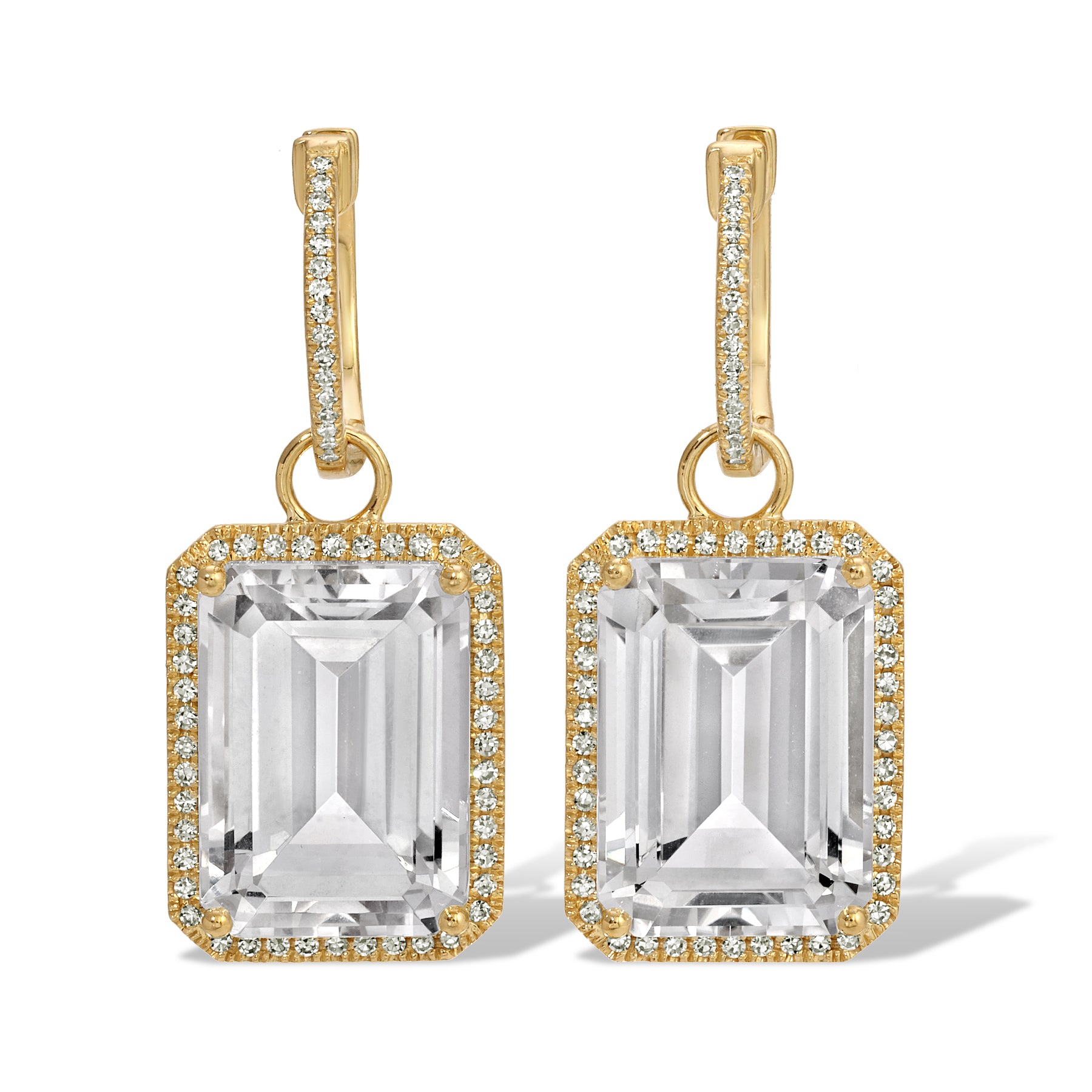 14KT Yellow Gold Topaz Diamond Charm Earrings