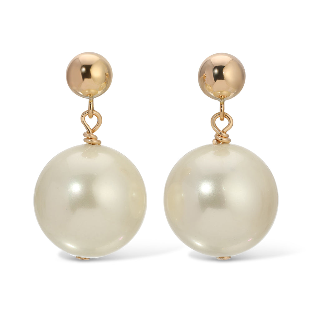 16mm Ivory Shell Pearl Drop Earrings