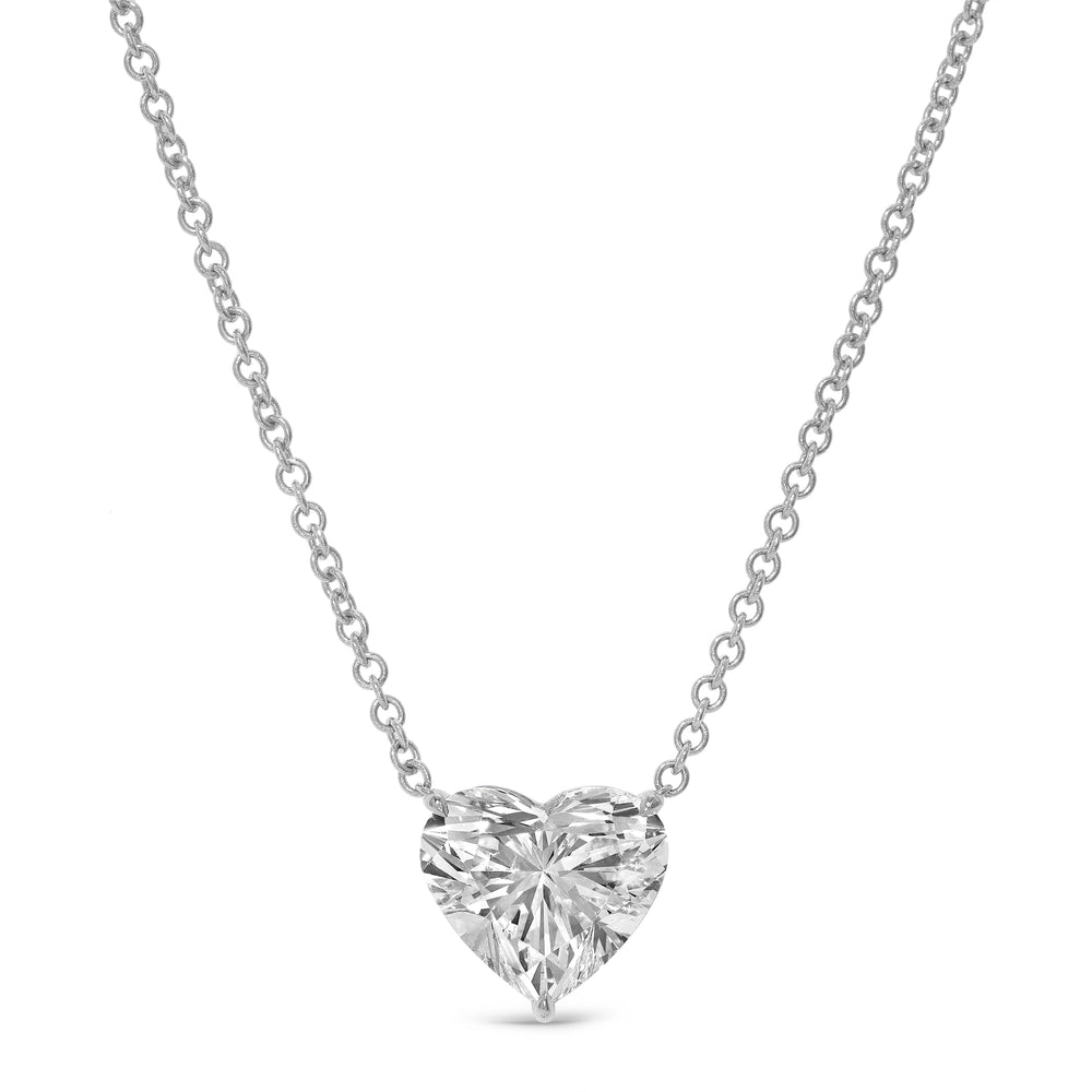 5.08ct Lab Grown Diamond Heart Charm Necklace Set in 14KT White Gold