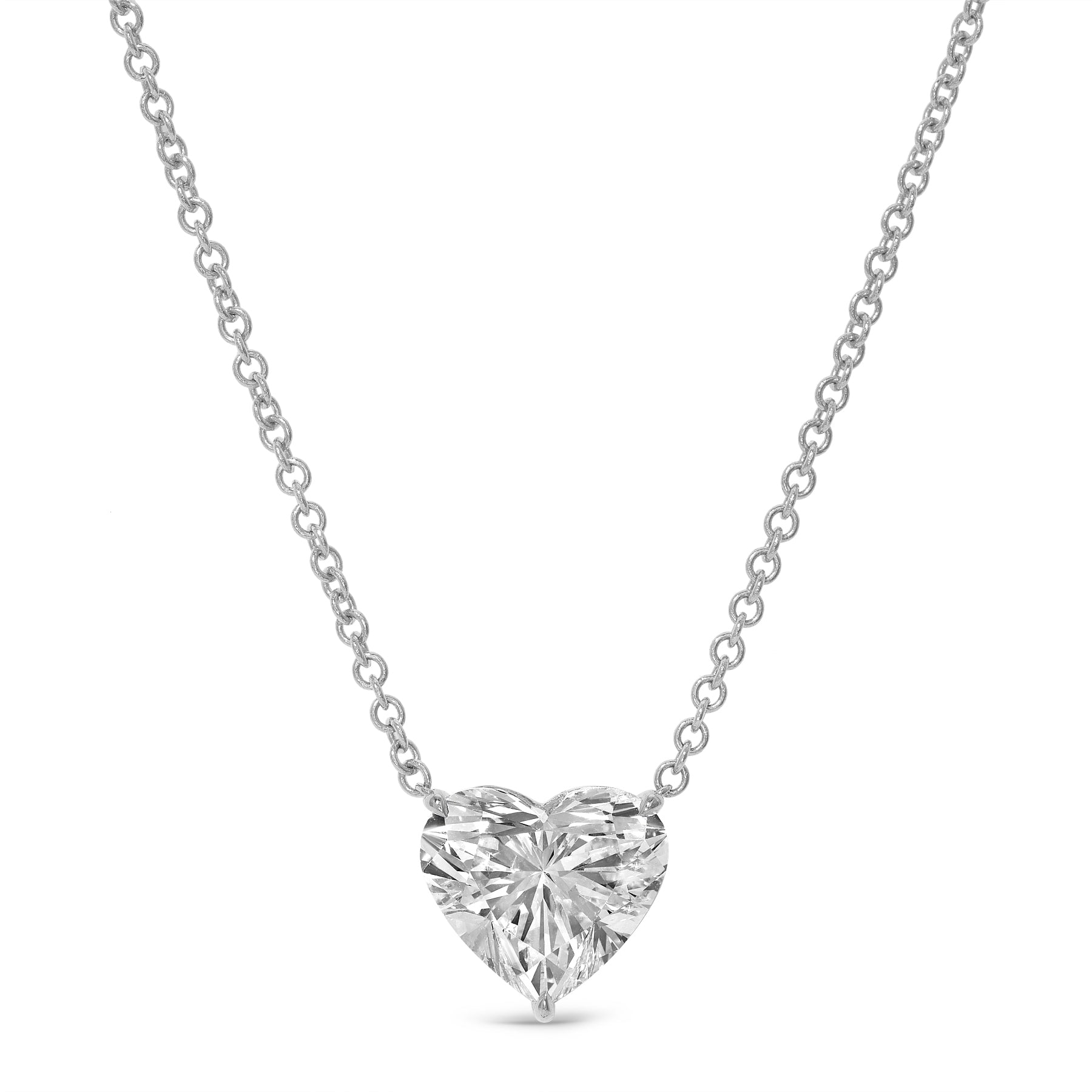 5.08ct Lab Grown Diamond Heart Charm Necklace Set in 14KT White Gold