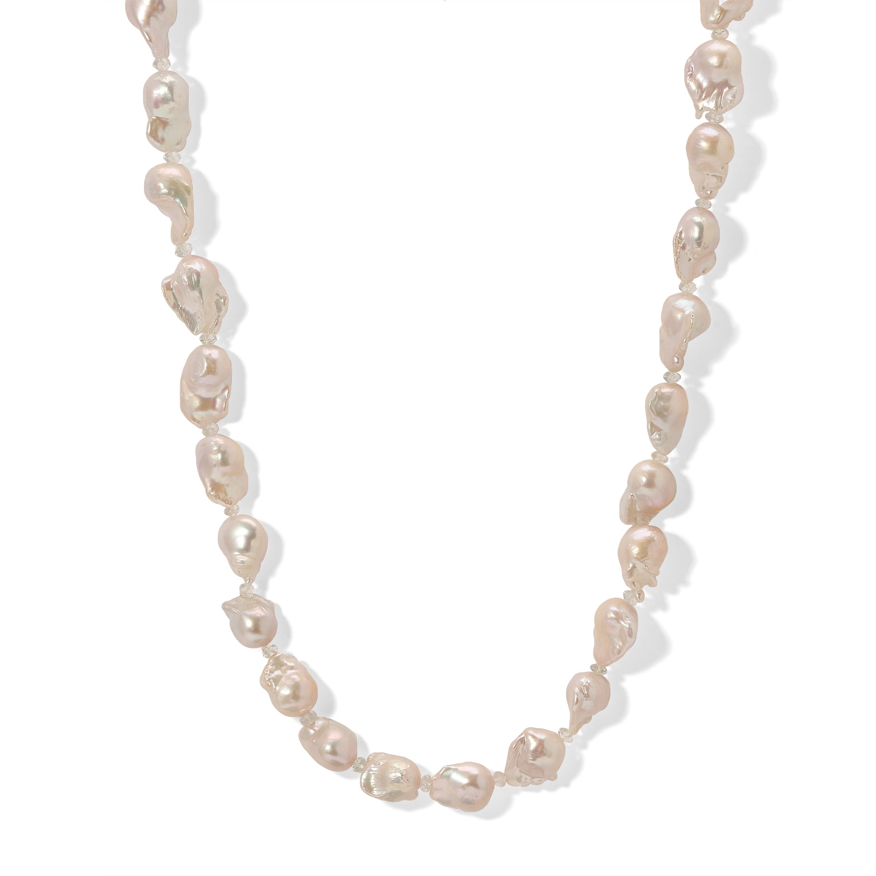 White Baroque Pearl Faceted Aquamarine Necklace