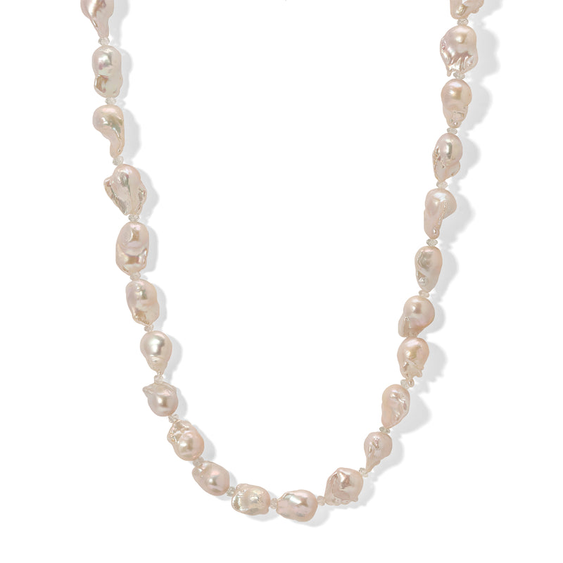 White Baroque Pearl Faceted Aquamarine Necklace
