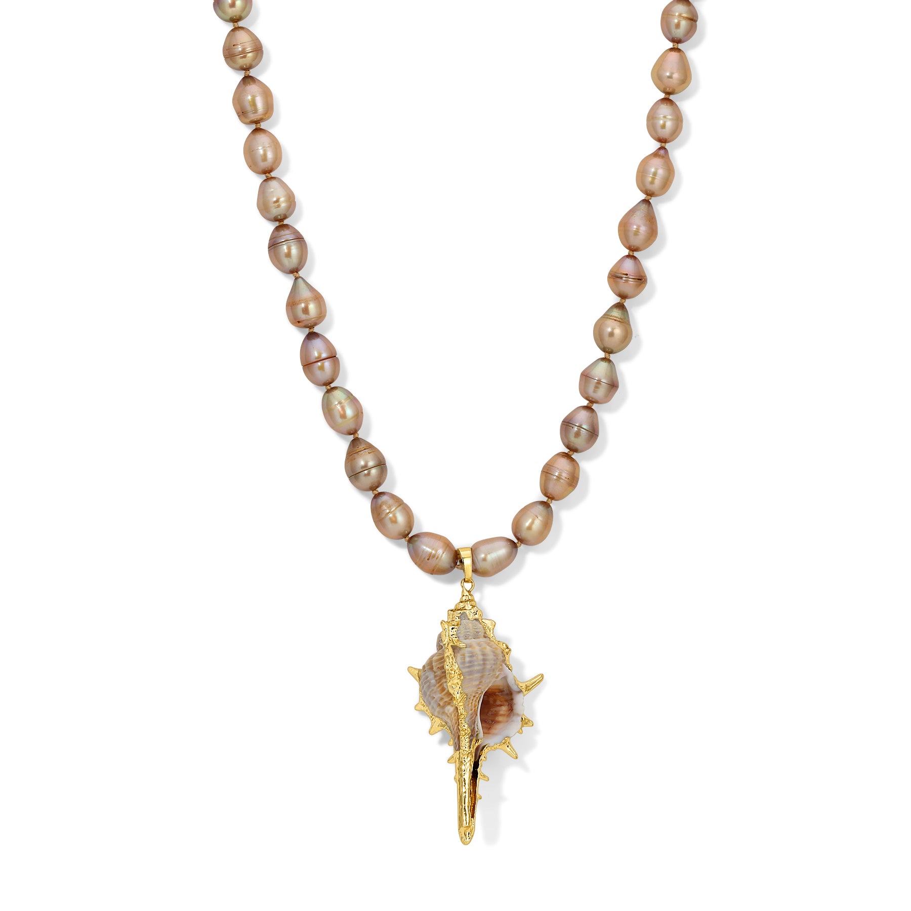 Gold Pearl Conch Necklace