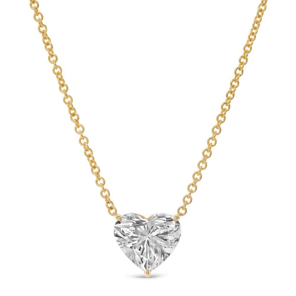 5.04ct Lab Grown Diamond Heart Charm Necklace Set in 14KT Yellow Gold