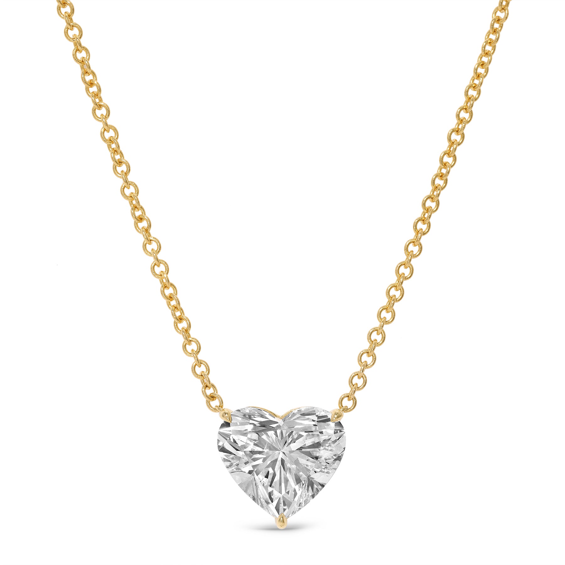 5.04ct Lab Grown Diamond Heart Charm Necklace Set in 14KT Yellow Gold