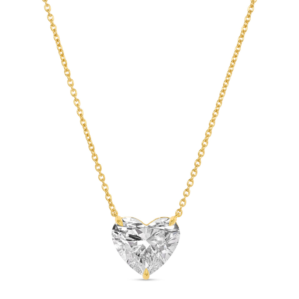 10.05ct Lab Grown Diamond Heart Charm Necklace Set in 18KT Yellow Gold