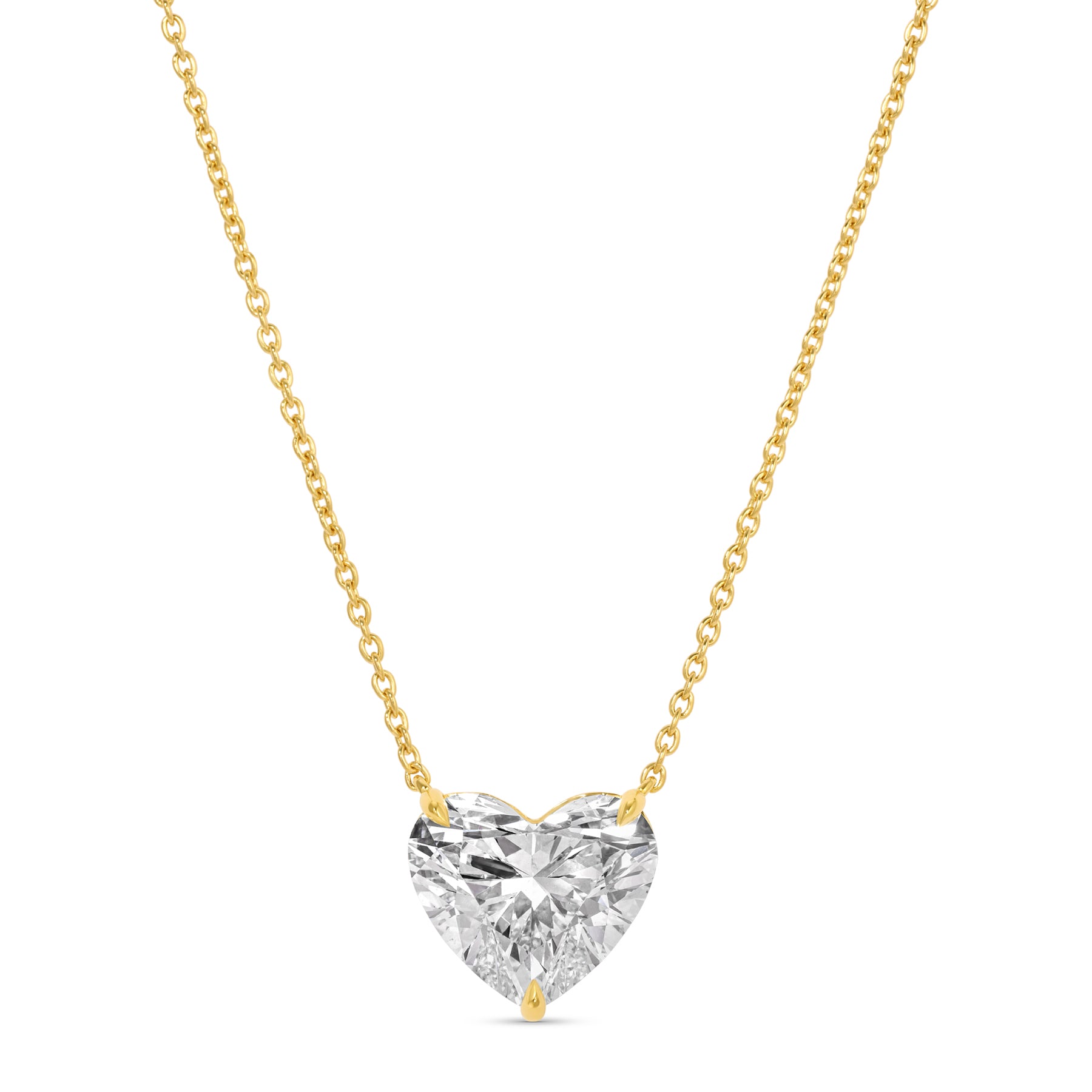 10.05ct Lab Grown Diamond Heart Charm Necklace Set in 18KT Yellow Gold