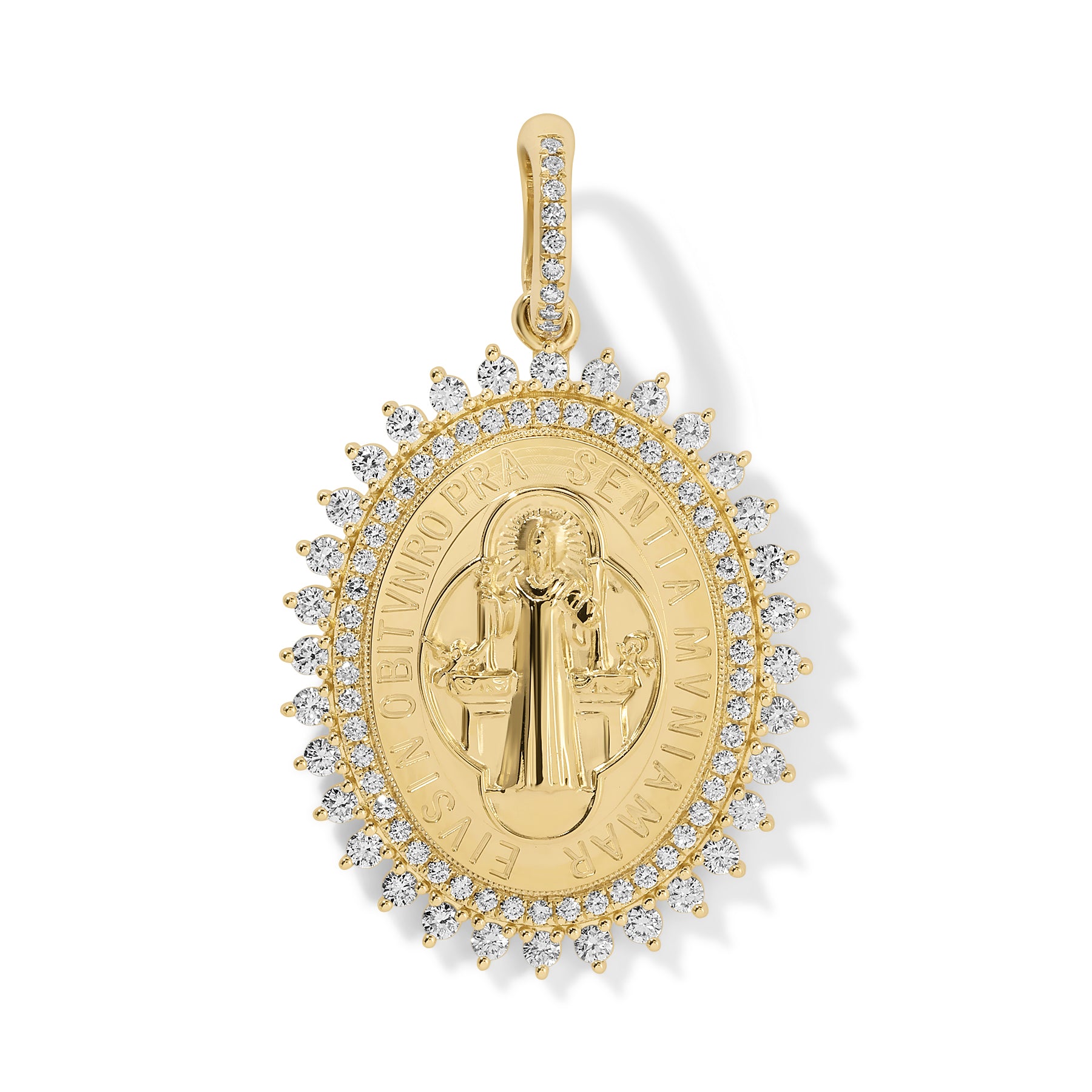 14KT Yellow Gold Diamond St. Benedict Charm
