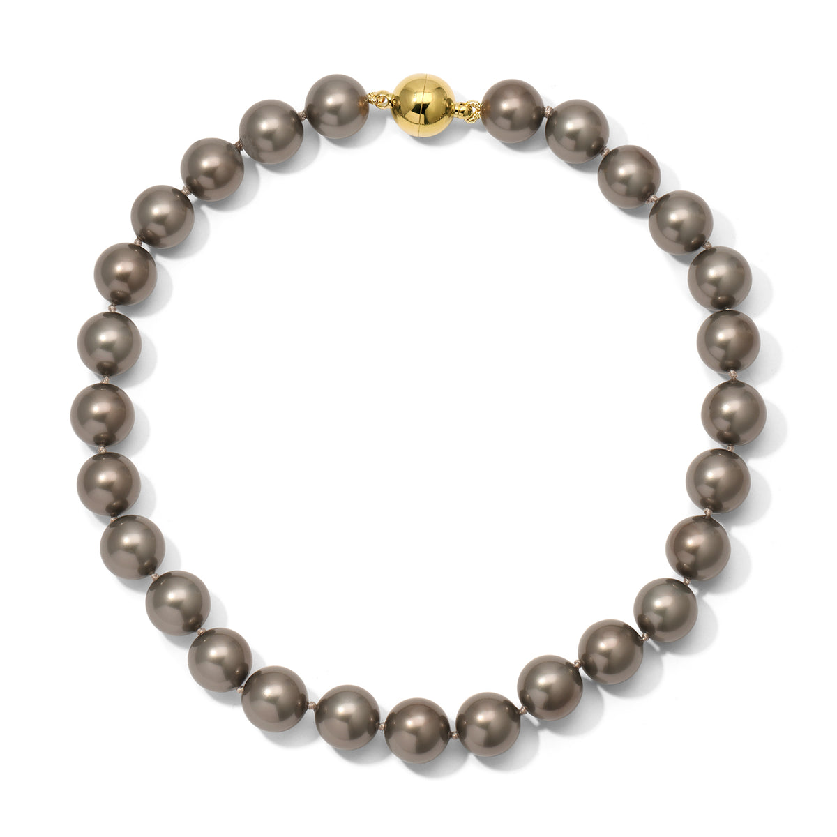14mm Dark Grey Shell Pearl Necklace - 17.5 in.