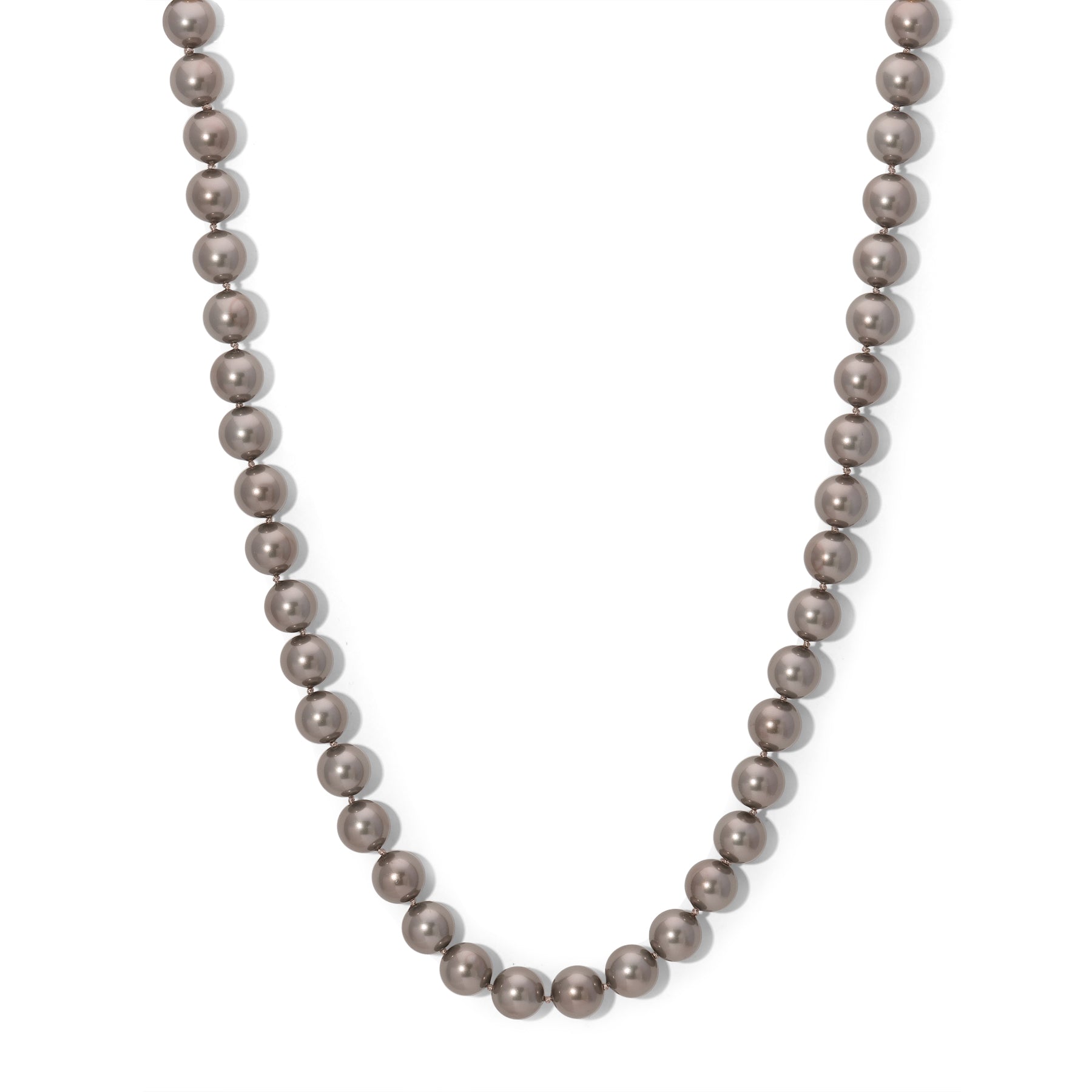 14mm Dark Grey Shell Pearl Necklace - 24 in.