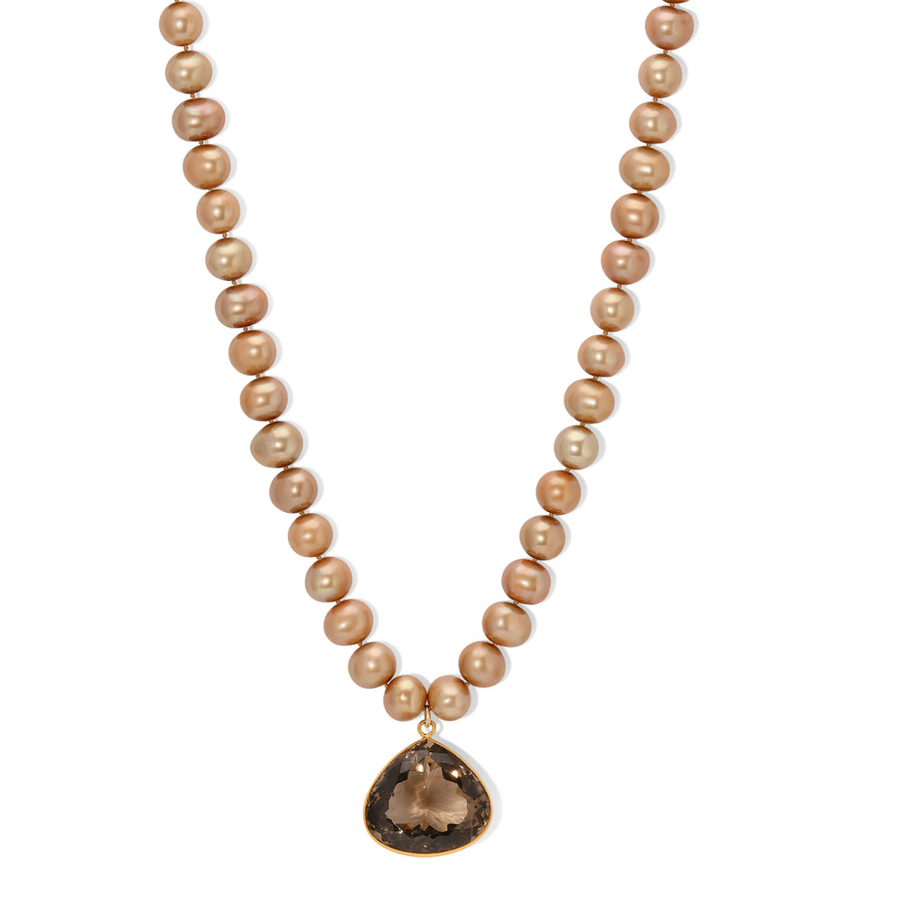Golden Brown Pearl Smoky Quartz Necklace