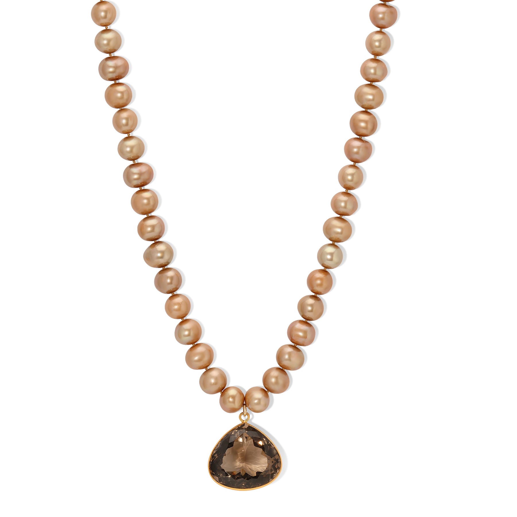 Golden Brown Pearl Smoky Quartz Necklace