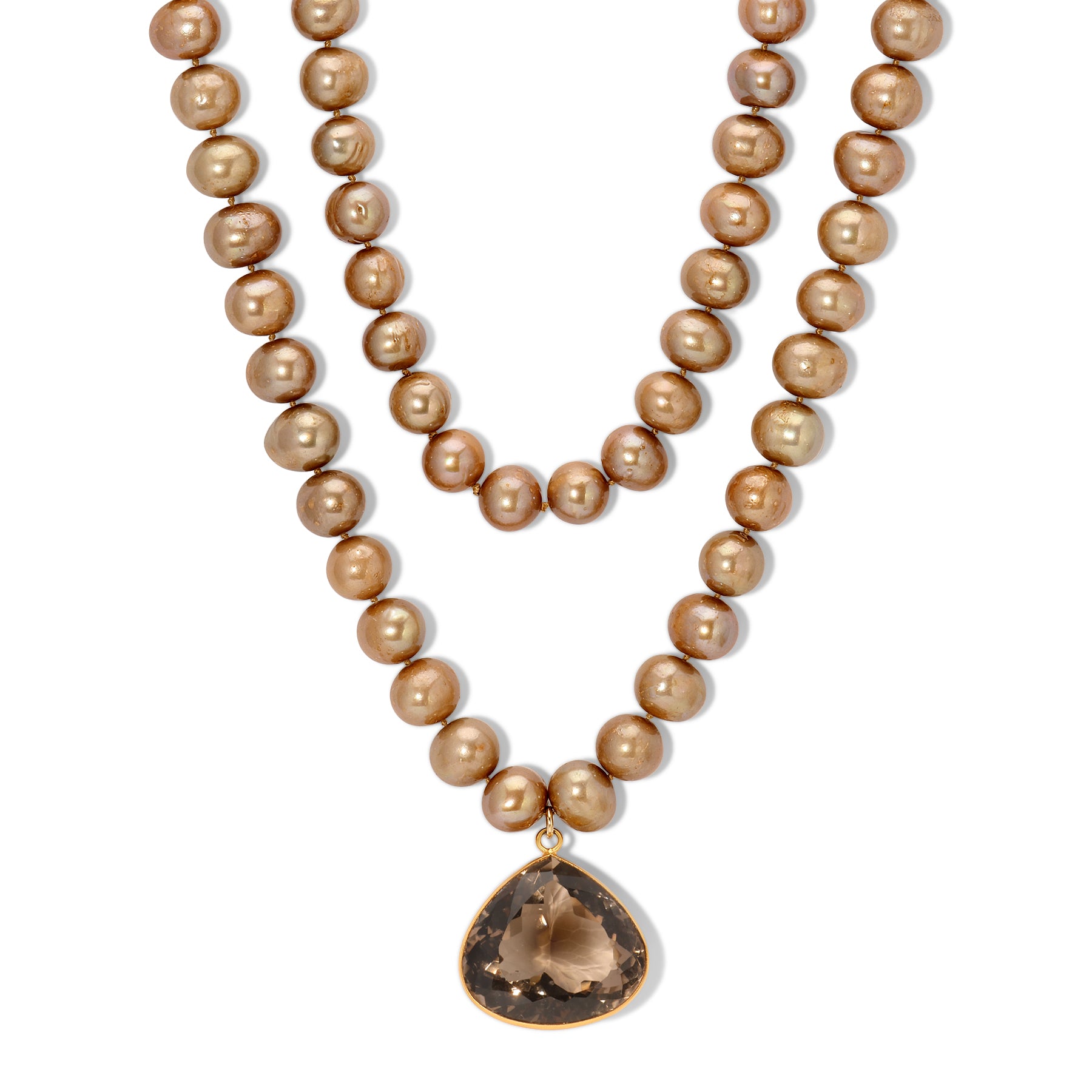 Golden Brown Pearl Smoky Quartz Necklace