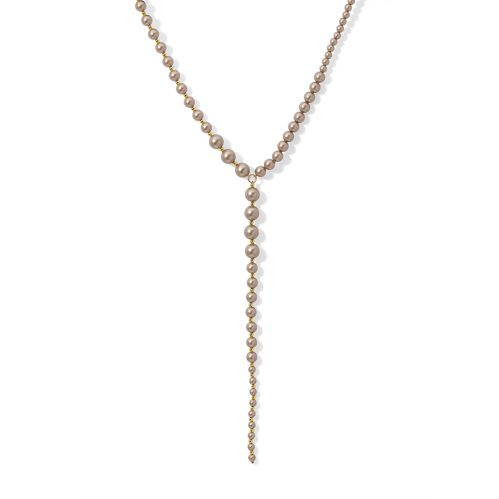 Graduated Grey Shell Pearl Lariat Necklace