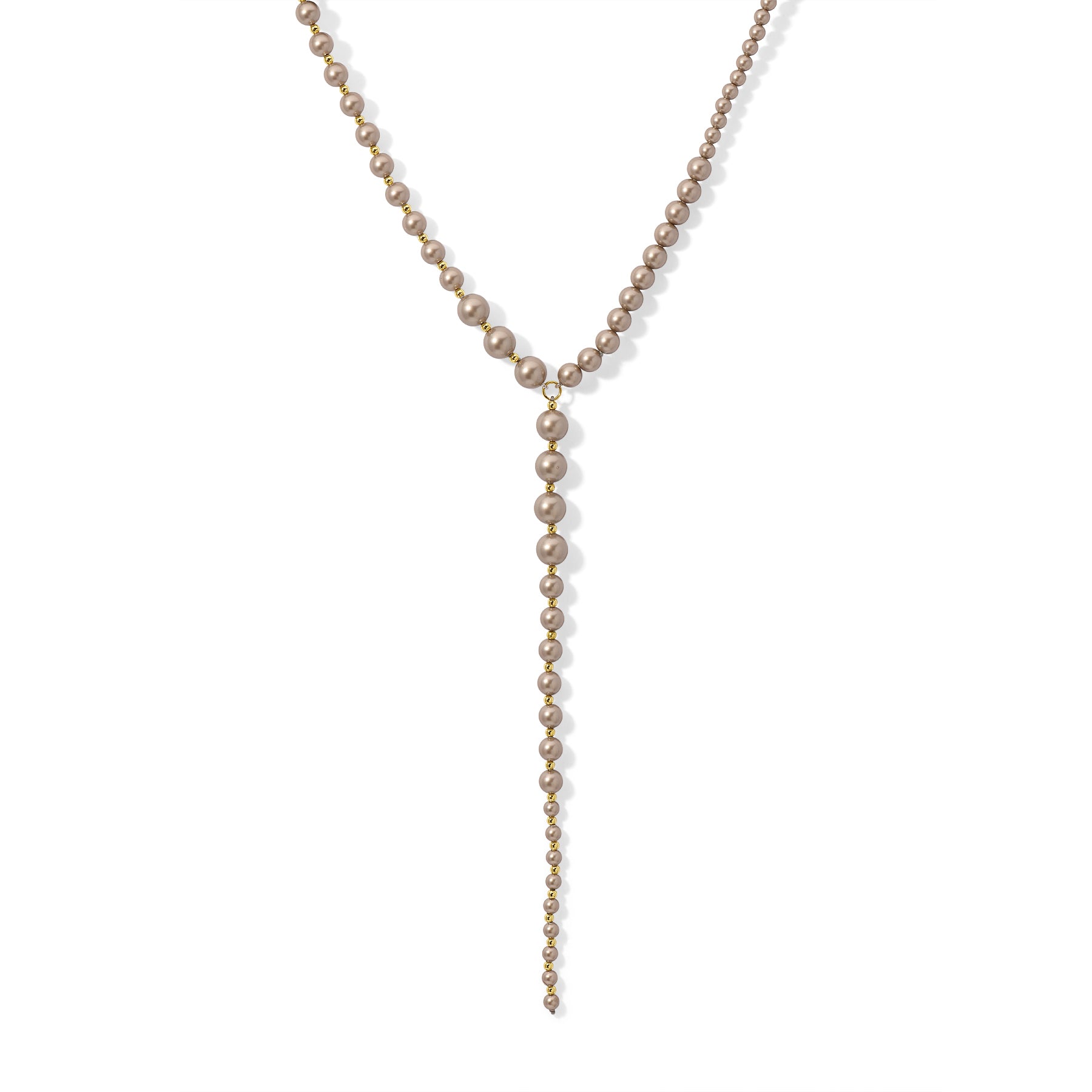 Graduated Grey Shell Pearl Lariat Necklace