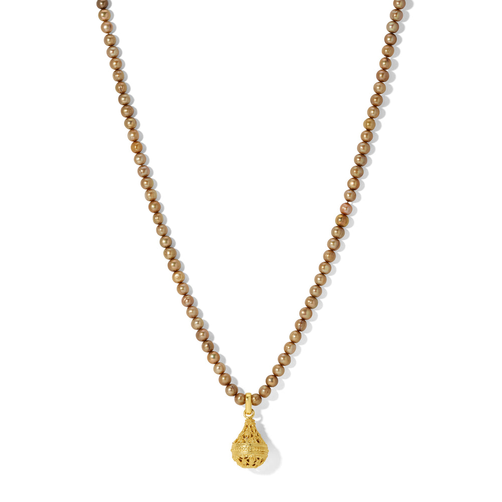 Gold Pearl Gold Inlay Pendant Necklace