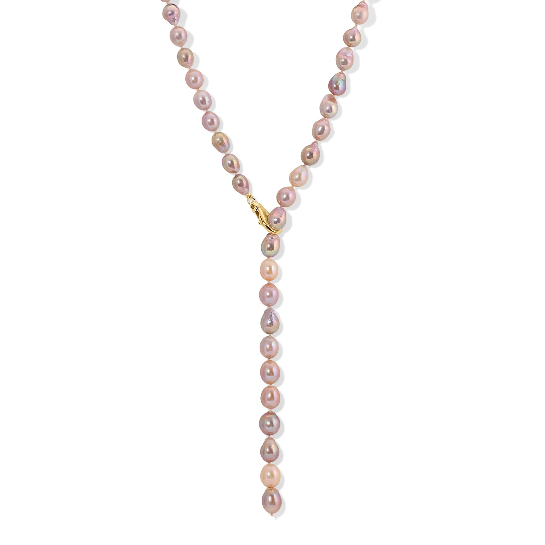 13mm Golden Pink Pearl Lariat Necklace
