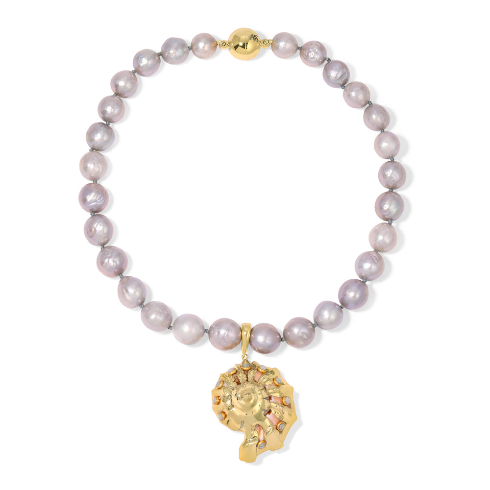 13mm Grey Pearl Shell Necklace