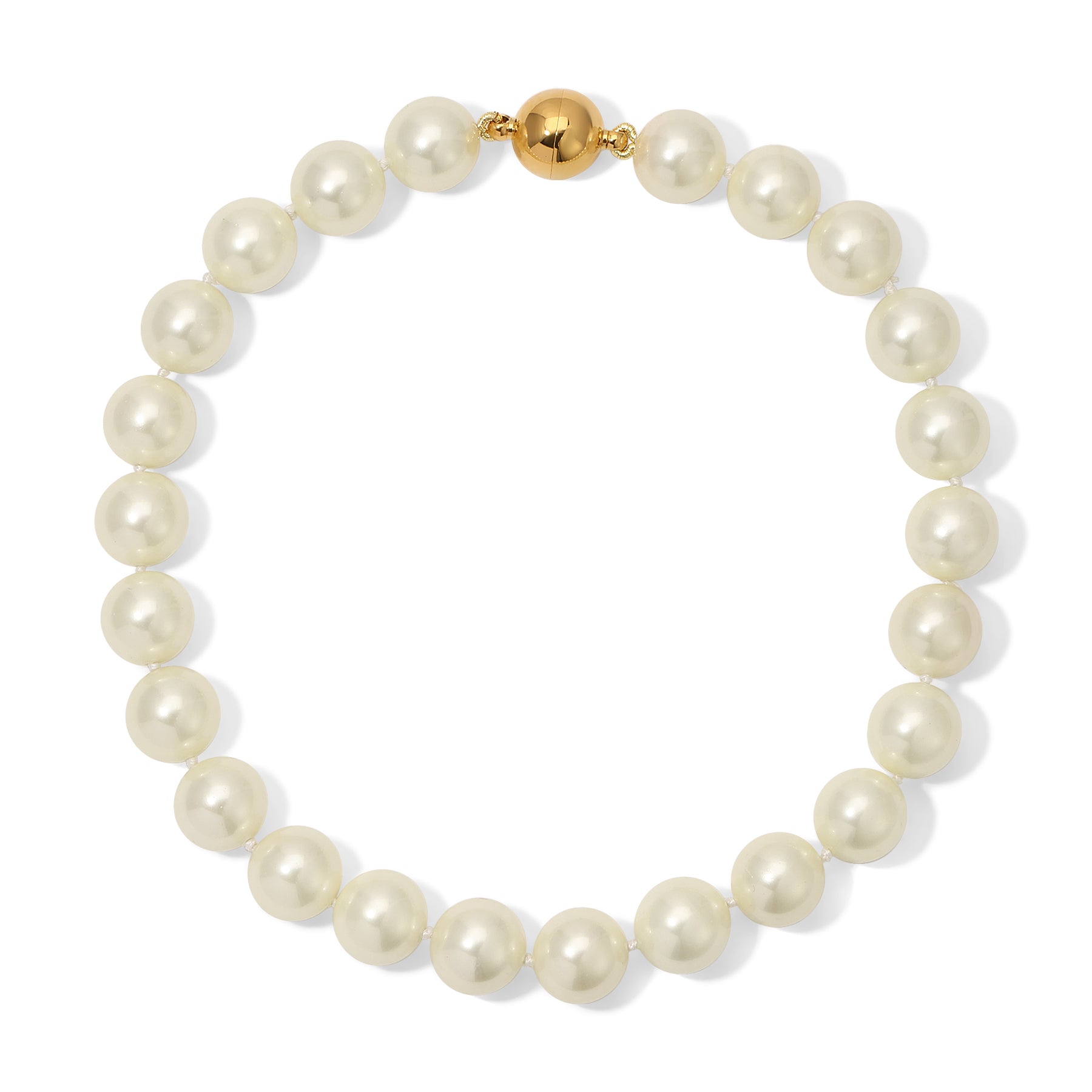14mm Ivory Shell Pearl Necklace
 15.5 inches