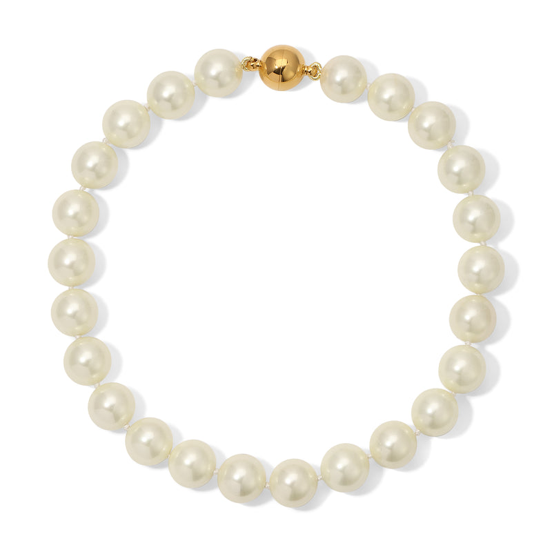 14mm Ivory Shell Pearl Necklace
 15.5 inches
