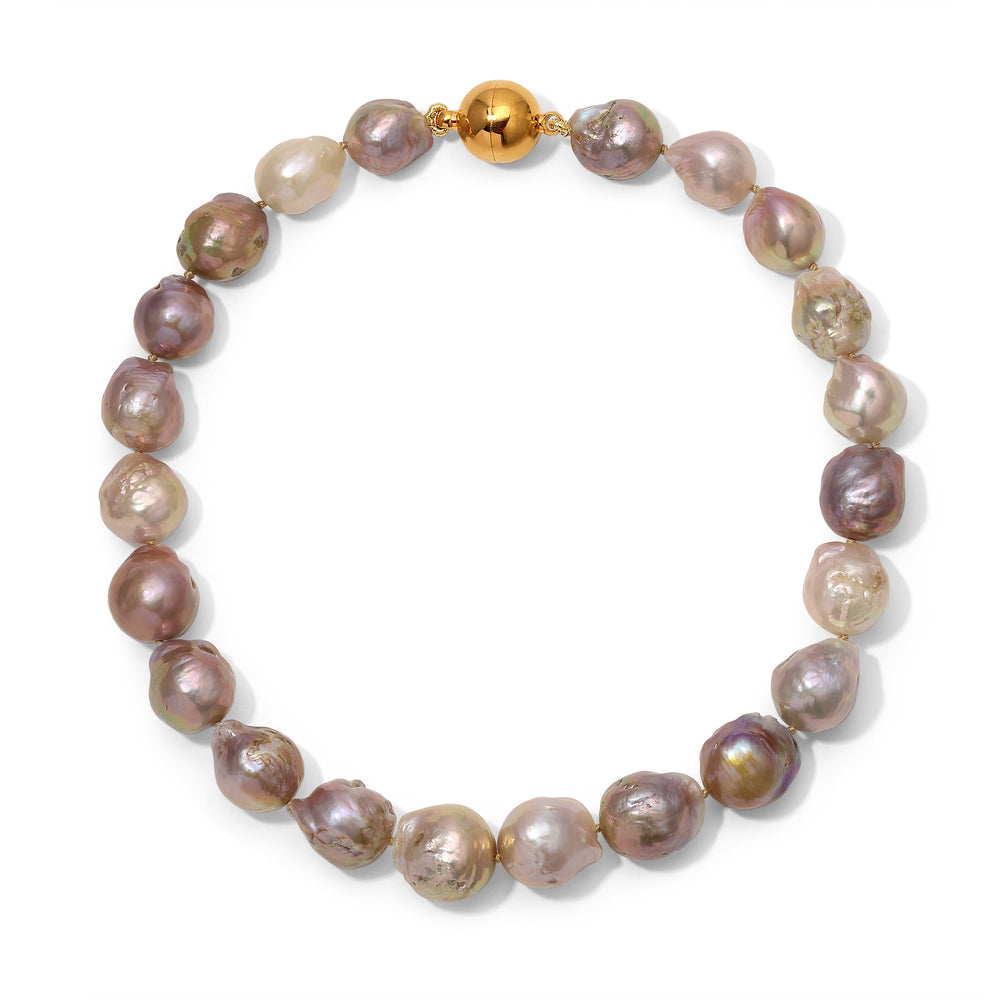 Large Golden Pink Pearl Necklace