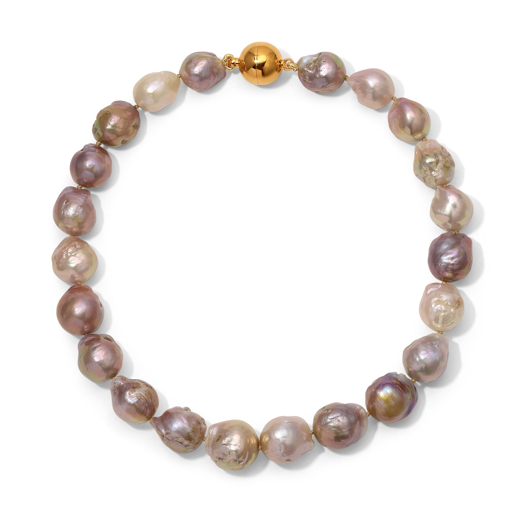 Large Golden Pink Pearl Necklace