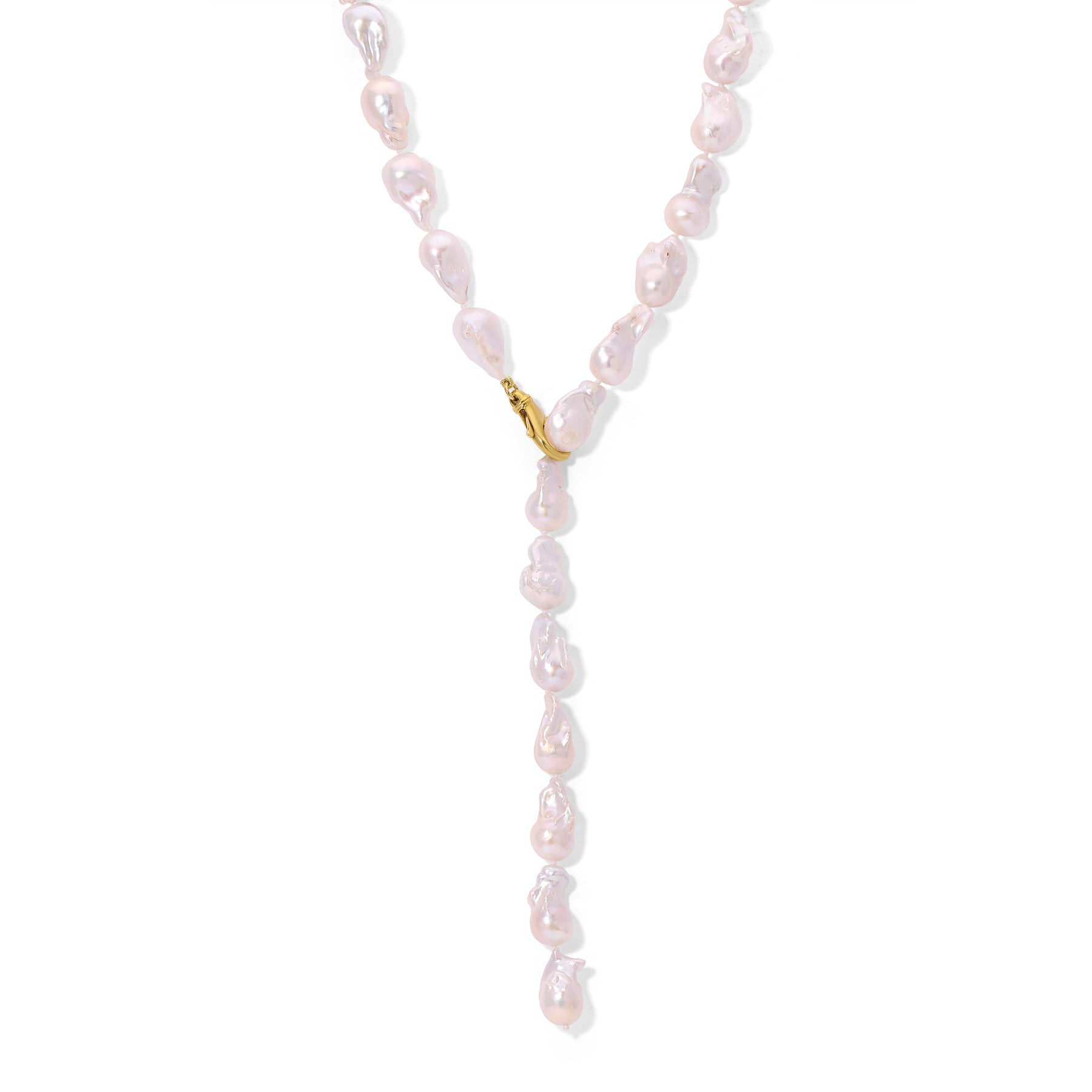 Large White Baroque Pearl Lariat Necklace