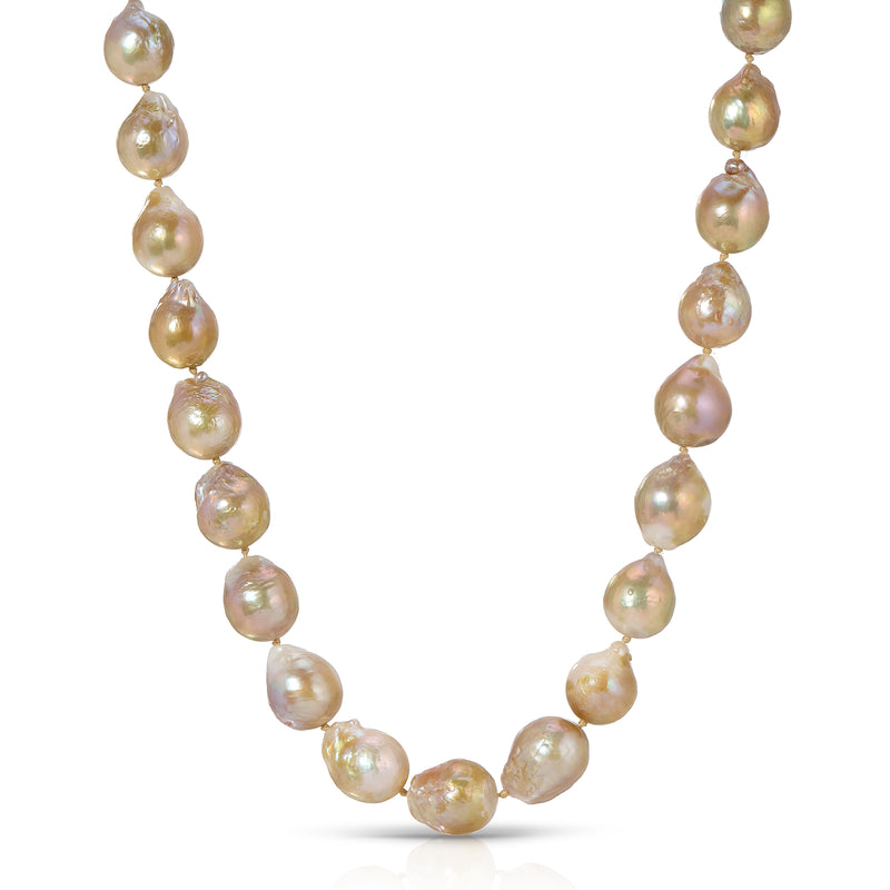 Gold & Pink Baroque Freshwater Pearl Necklace