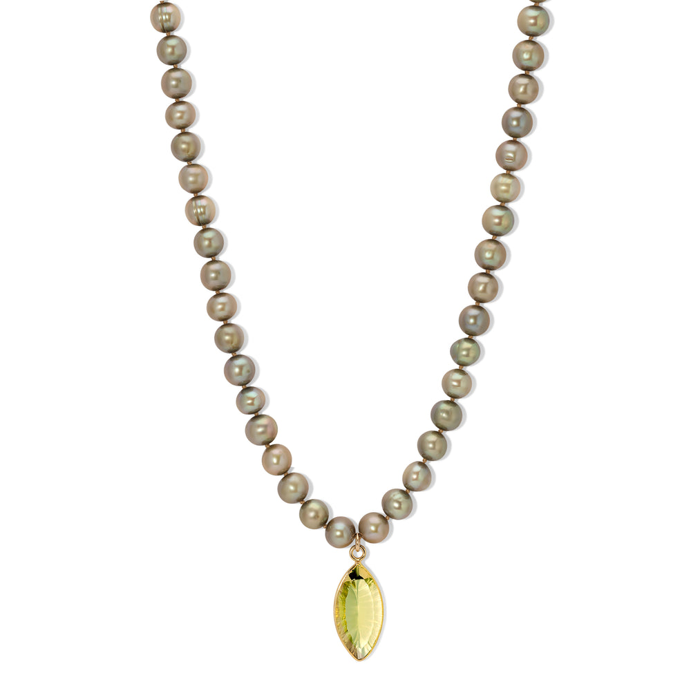 Peacock Freshwater Pearl Yellow Leaf Crystal Necklace