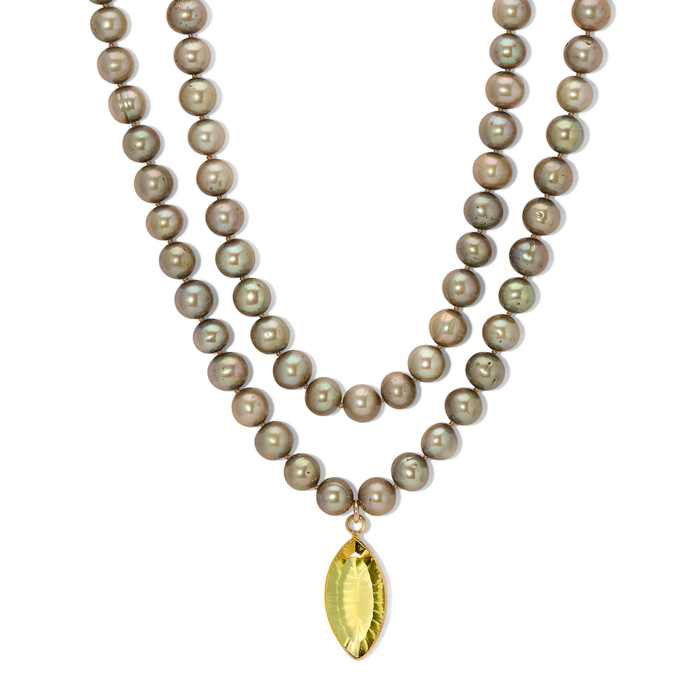 Peacock Freshwater Pearl Yellow Leaf Crystal Necklace