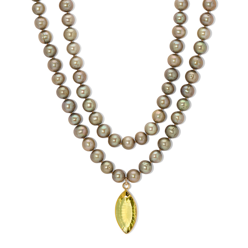 Peacock Freshwater Pearl Yellow Leaf Crystal Necklace