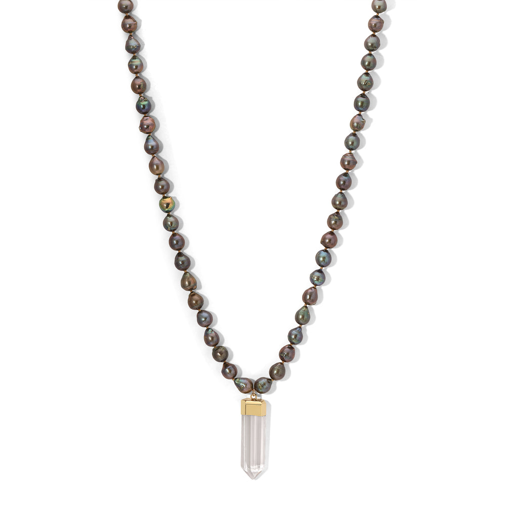 Peacock Pearl Crystal Amulet Necklace