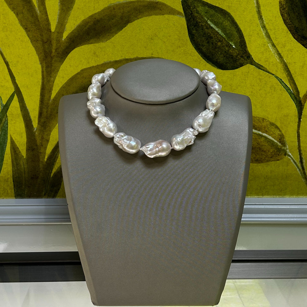 Large White Baroque Freshwater Pearl Necklace