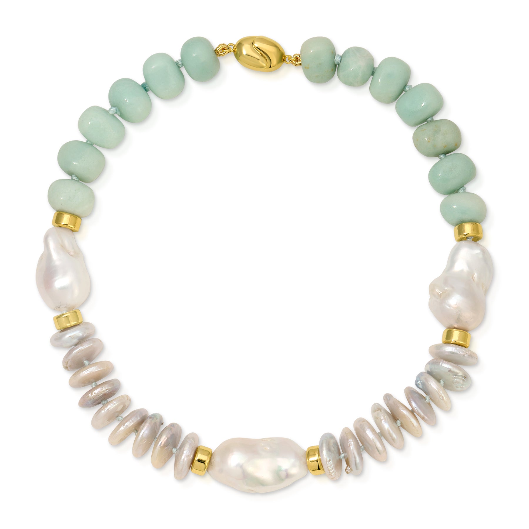 White Coin Pearl Baroque Pearl Moonstone Kristin Necklace