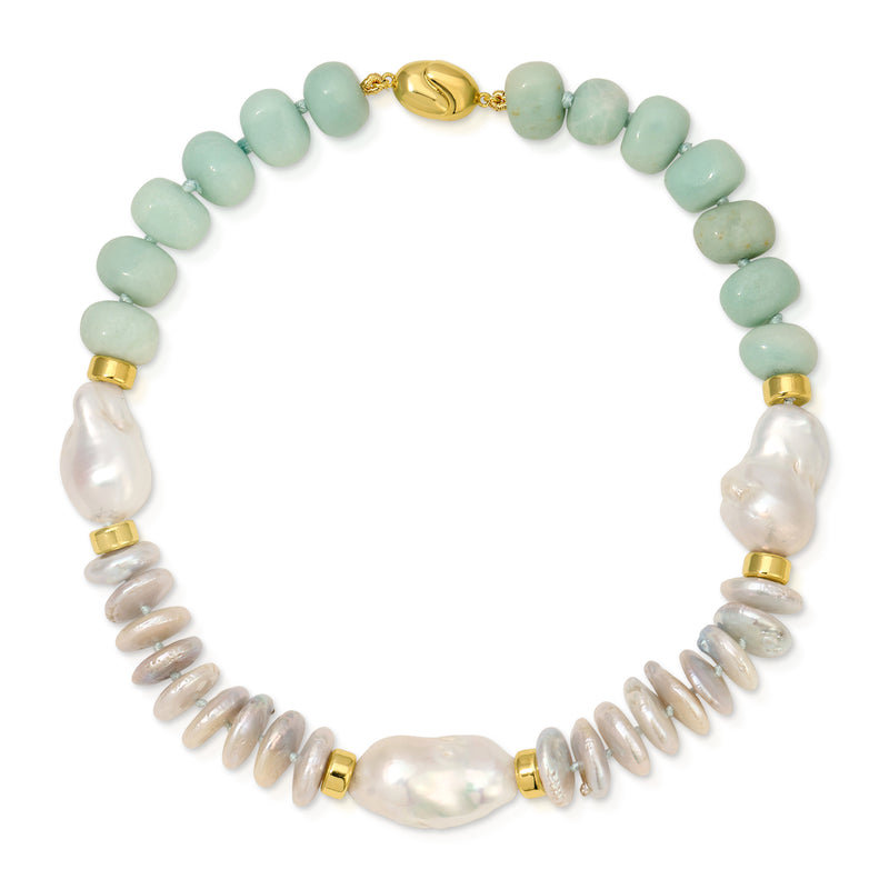 White Coin Pearl Baroque Pearl Moonstone Kristin Necklace