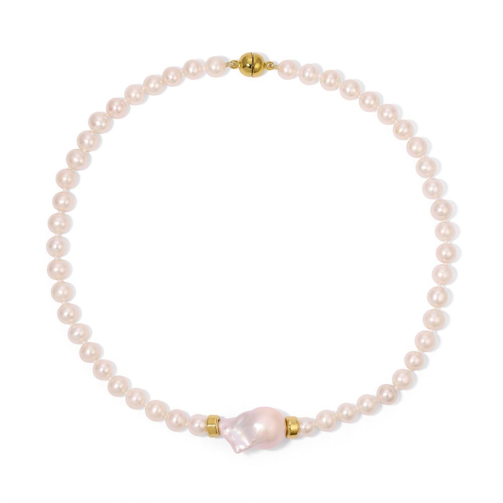 6mm White Pearl Large Baroque Pearl Chloe Necklace