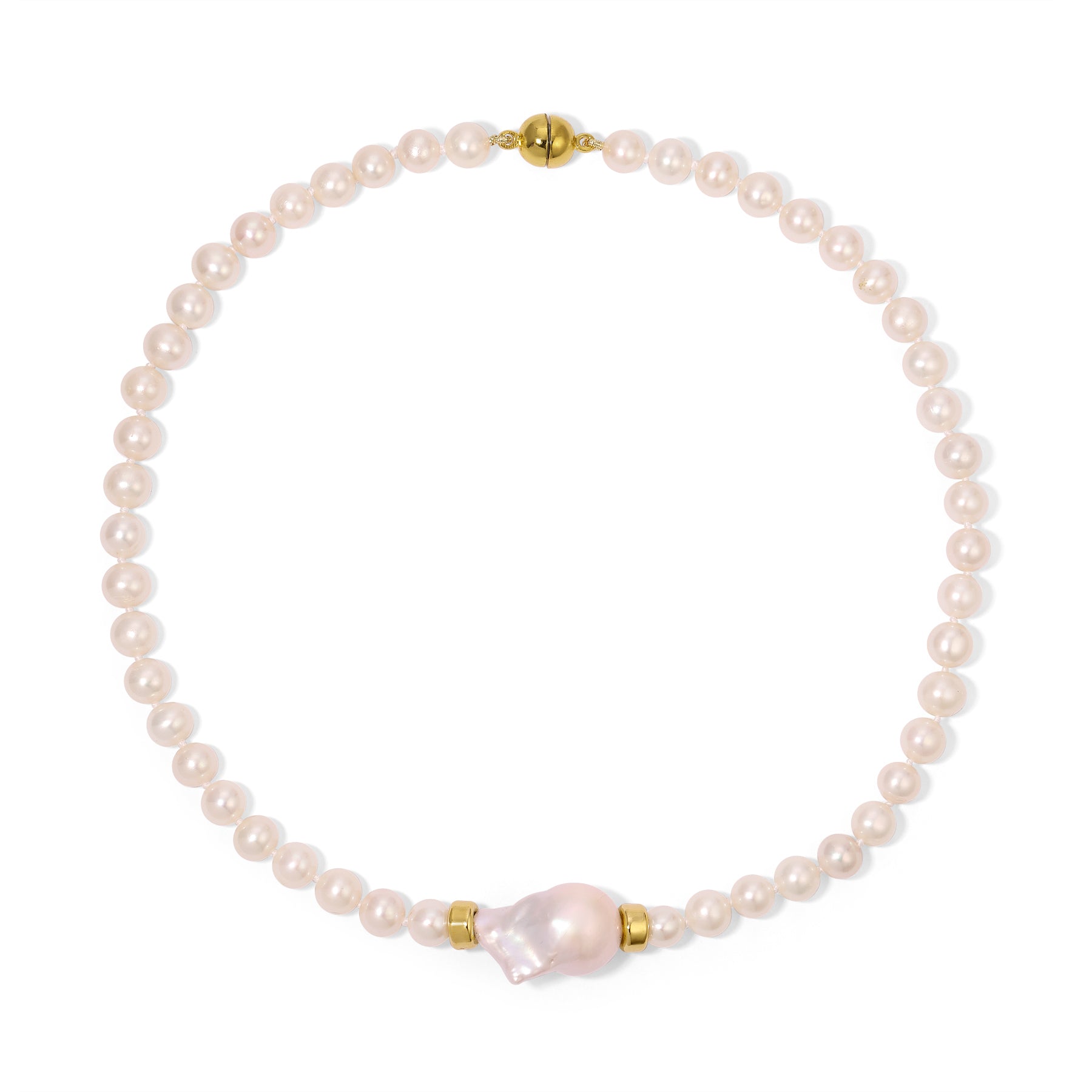6mm White Pearl Large Baroque Pearl Chloe Necklace