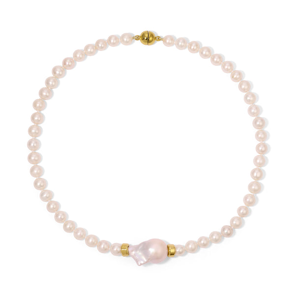 6mm White Pearl Large Baroque Pearl Chloe Necklace