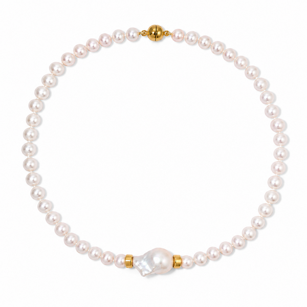 6mm White Pearl Large Baroque Pearl Chloe Necklace