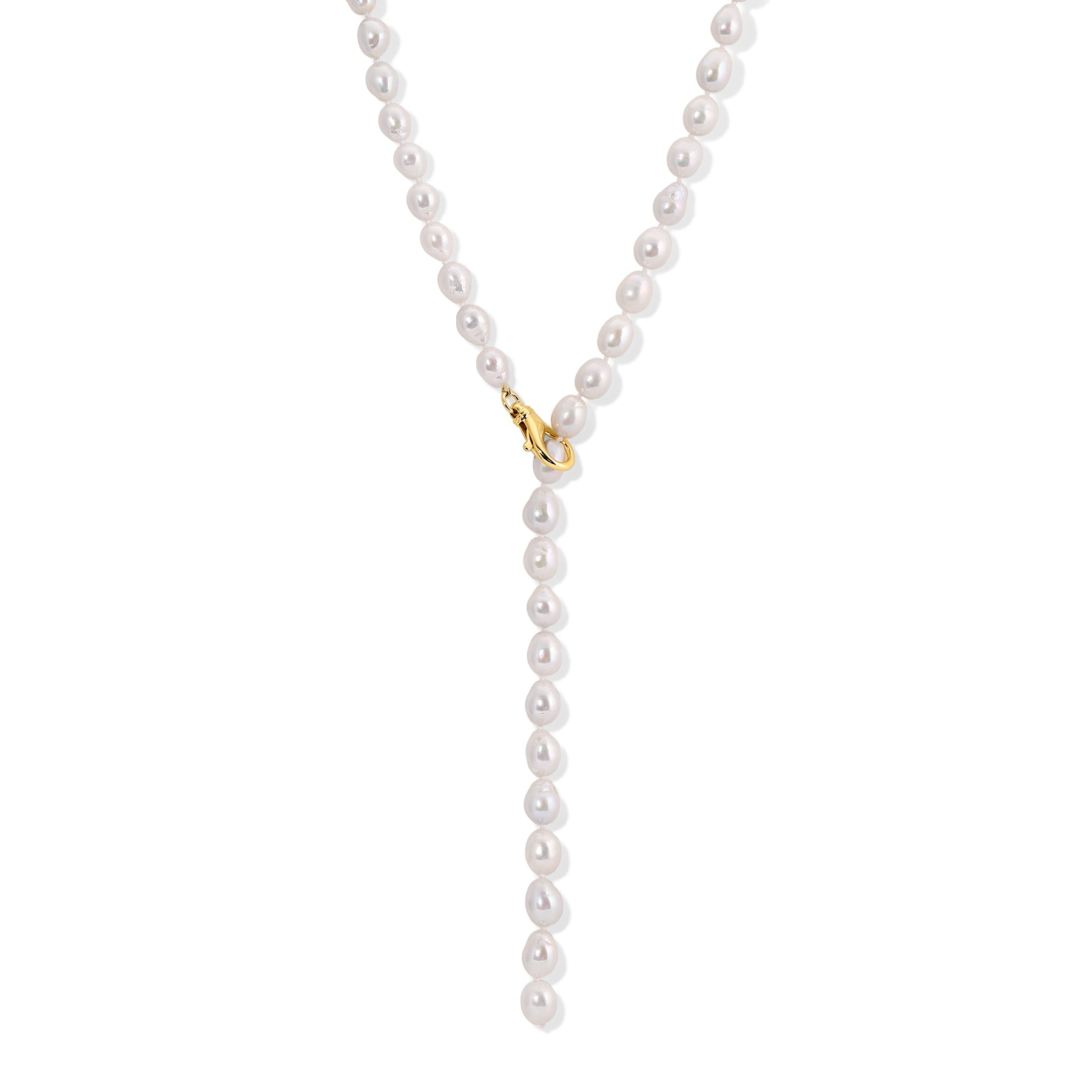 12mm White Pearl Lariat Necklace