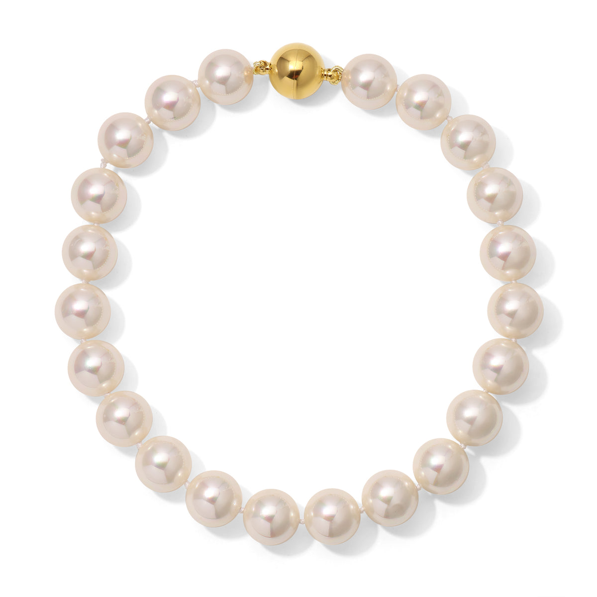 16mm White Shell Pearl Necklace - 15.5 inches
